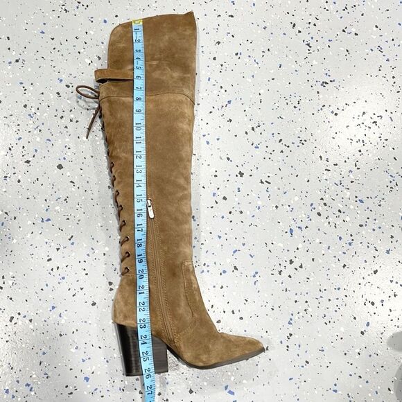 Sam Edelman Circus Tan Genuine Suede Over Knee Lace Up Tatum Boots 7.5M Women - Picture 11 of 13